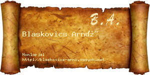 Blaskovics Arnó névjegykártya
